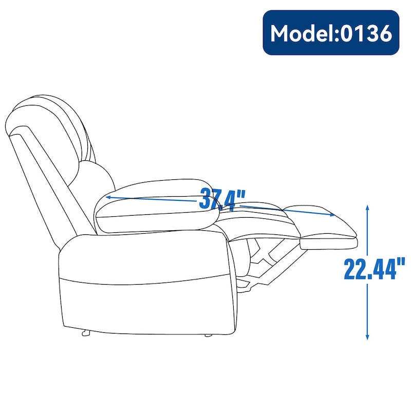 Fauteuil inclinable manuel surdimensionné marron avec inclinaison à 155°, montage facile et design généreux pour votre salon