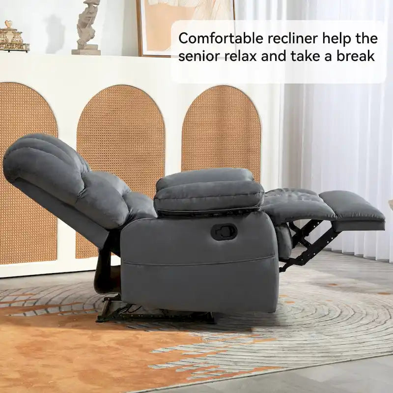 Fauteuil inclinable manuel surdimensionné marron avec inclinaison à 155°, montage facile et design généreux pour votre salon