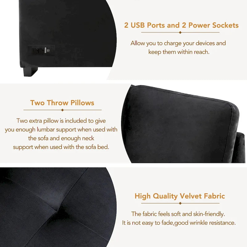 Canapé d'angle convertible 5 places en forme de L de 84,75 pouces avec pouf de rangement, rangement dissimulé dans les accoudoirs et port USB pour le salon