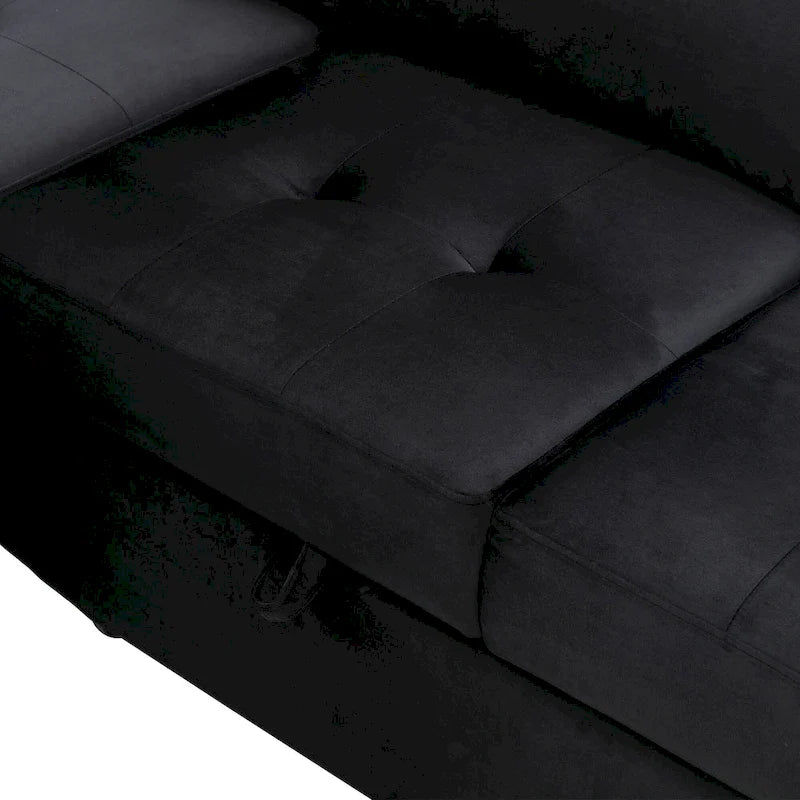Canapé d'angle convertible 5 places en forme de L de 84,75 pouces avec pouf de rangement, rangement dissimulé dans les accoudoirs et port USB pour le salon