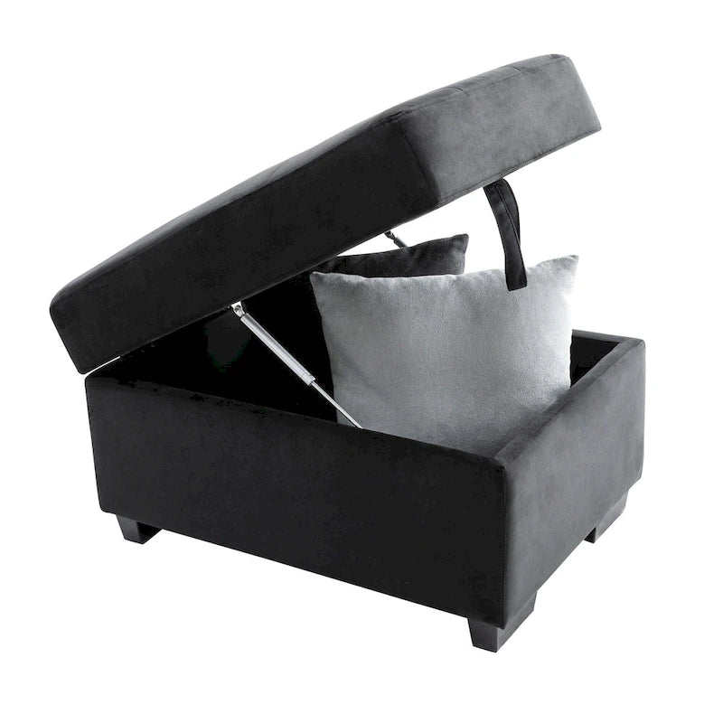 Canapé d'angle convertible 5 places en forme de L de 84,75 pouces avec pouf de rangement, rangement dissimulé dans les accoudoirs et port USB pour le salon