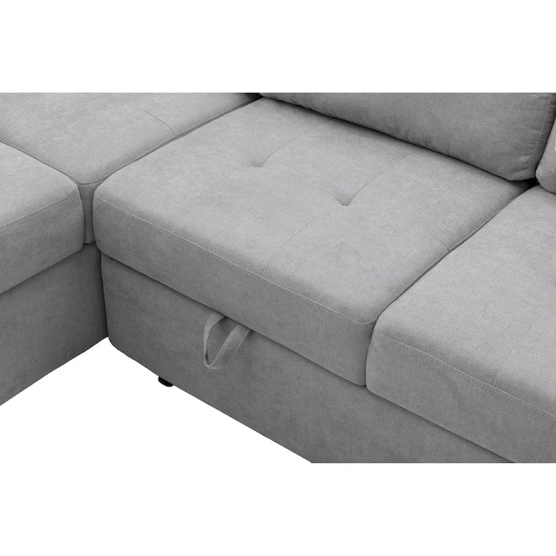 Canapé d'angle convertible 5 places en forme de L de 84,75 pouces avec pouf de rangement, rangement dissimulé dans les accoudoirs et port USB pour le salon