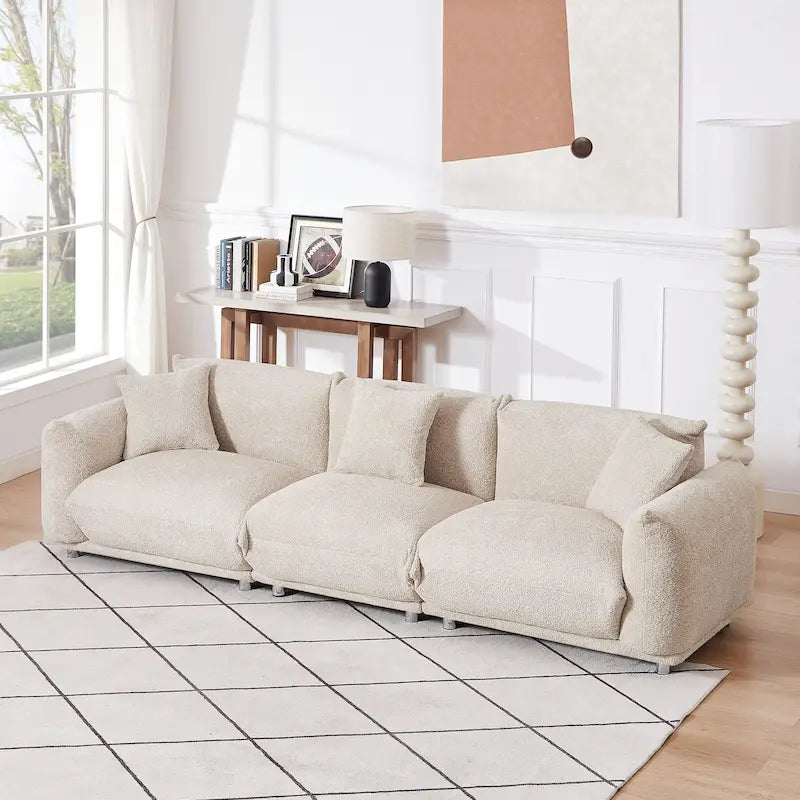 Canapé 3 places moderne surdimensionné 111 avec pieds en métal et structure en bois massif pour salon