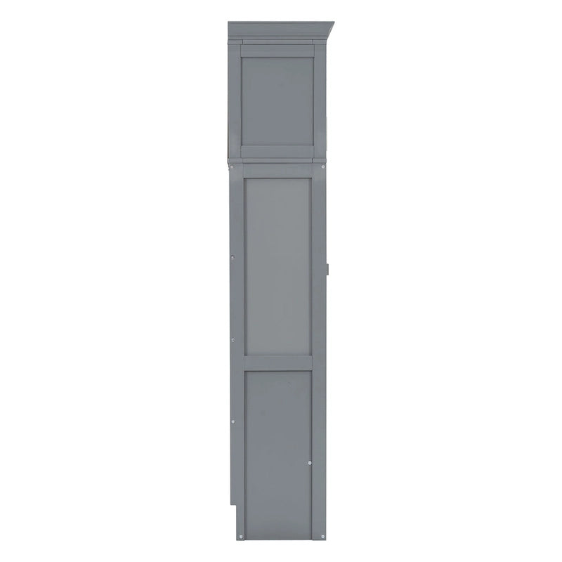 Lit escamotable multifonction gris Queen Size avec rangements supérieurs