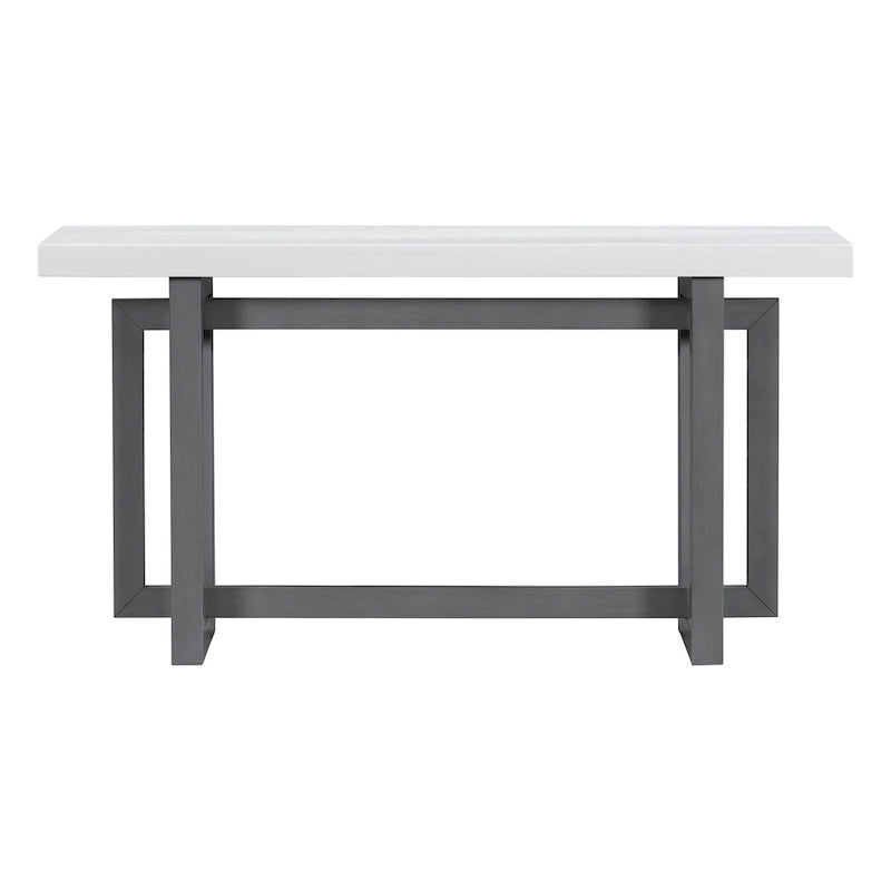 Console moderne en bois massif de 59,1 pouces avec un design de pieds unique pour entrée ou salon
