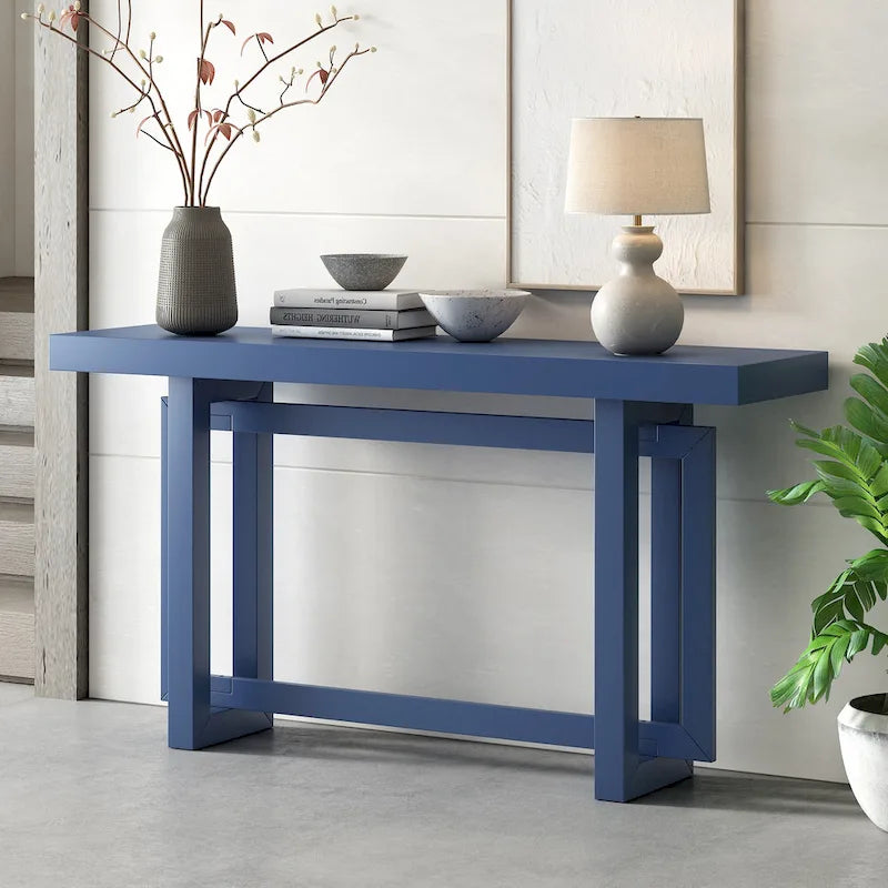Console moderne en bois massif de 59,1 pouces avec un design de pieds unique pour entrée ou salon