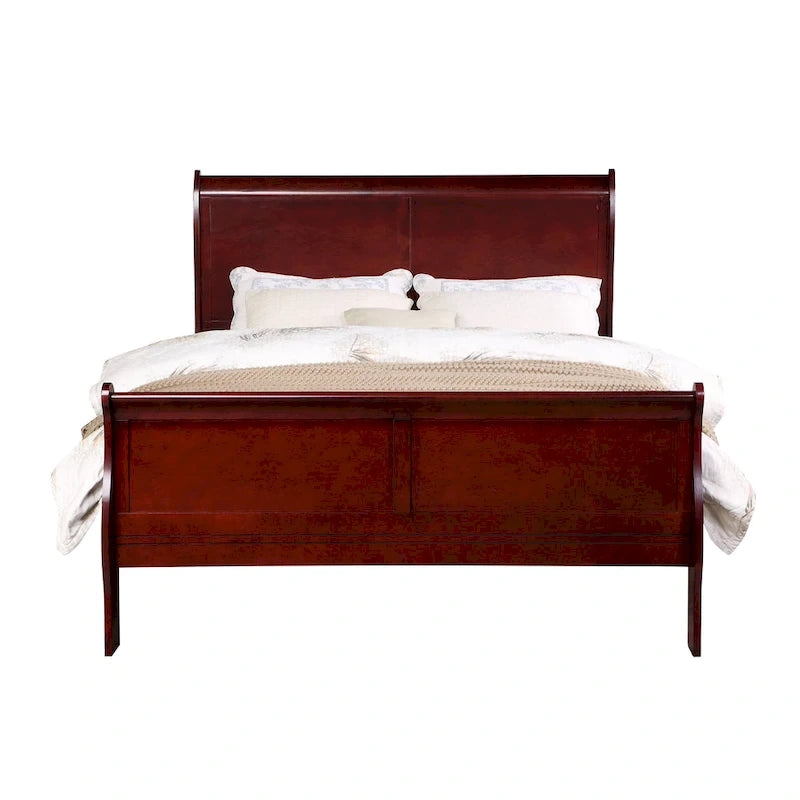 Lit transitionnel en bois massif avec placage et quincaillerie en laiton antique