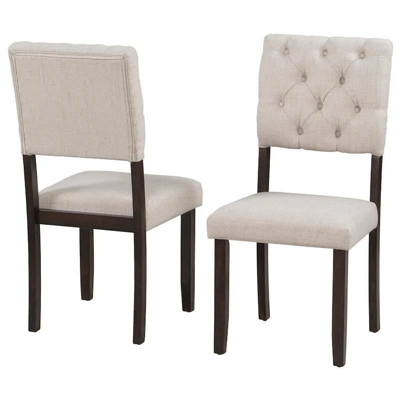 Ensemble de salle à manger rétro expresso 6 pièces en bois avec table rectangulaire et 4 chaises