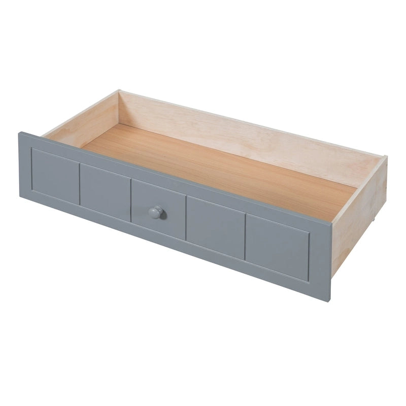 Cadre de lit de jour simple en pin avec baldaquin et 2 tiroirs de rangement
