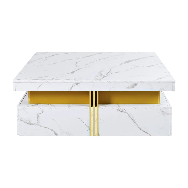 Table basse carrée moderne de 43,3 cm avec 4 tiroirs de rangement pour salon