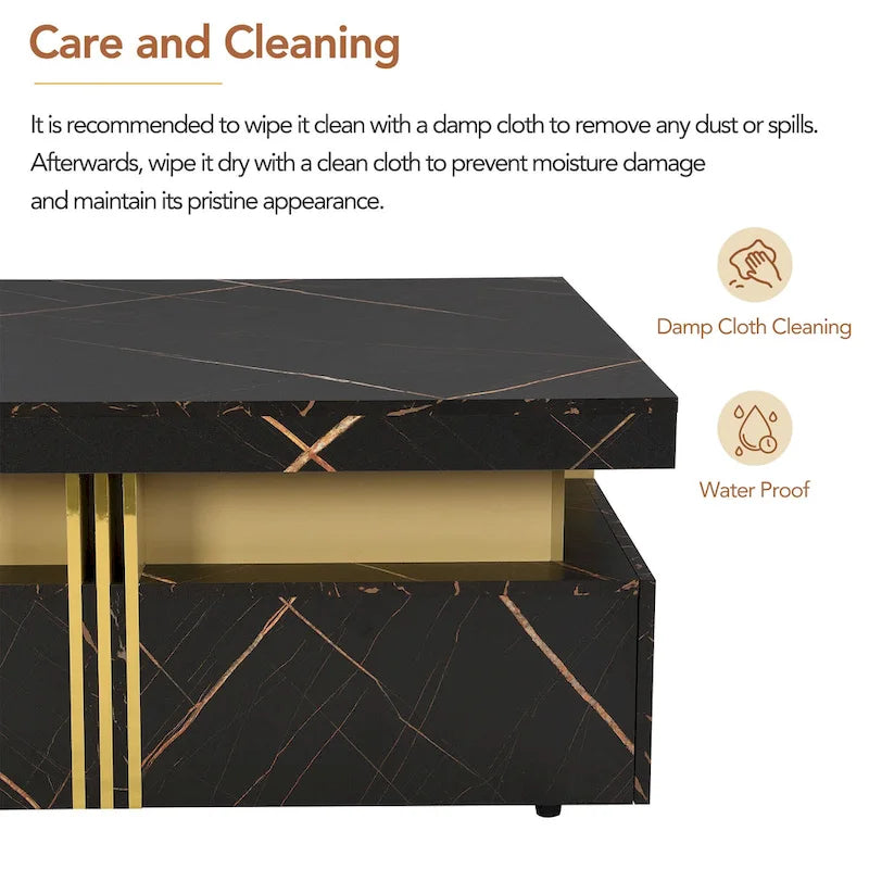 Table basse carrée moderne de 43,3 cm avec 4 tiroirs de rangement pour salon