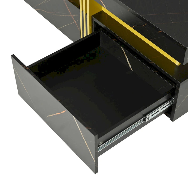 Table basse carrée moderne de 43,3 cm avec 4 tiroirs de rangement pour salon