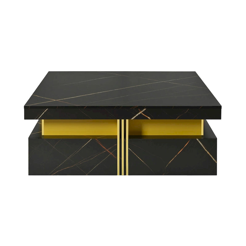 Table basse carrée moderne de 43,3 cm avec 4 tiroirs de rangement pour salon