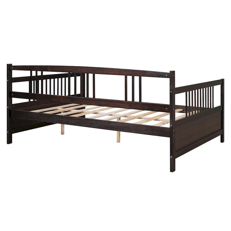 Lit de jour entièrement en bois massif avec dossier et accoudoirs