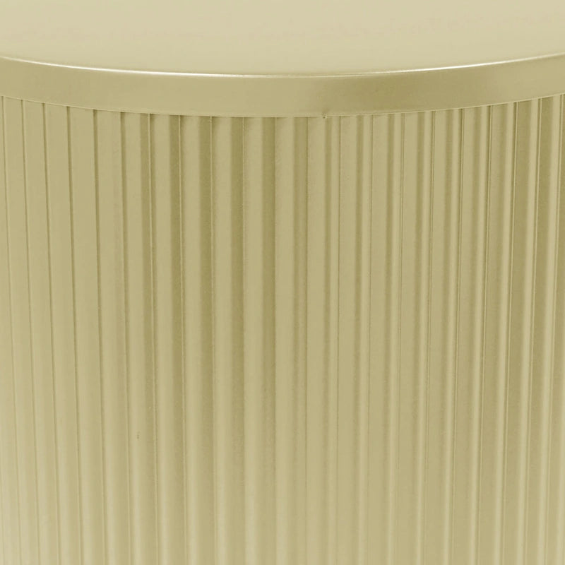 Table d'appoint ronde moderne de 15 pouces avec rayures verticales et structure en fer pour salon ou chambre