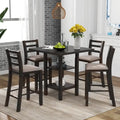 Ensemble table et chaises de salle à manger en bois, hauteur comptoir, 4 chaises et étagère, 5 pièces