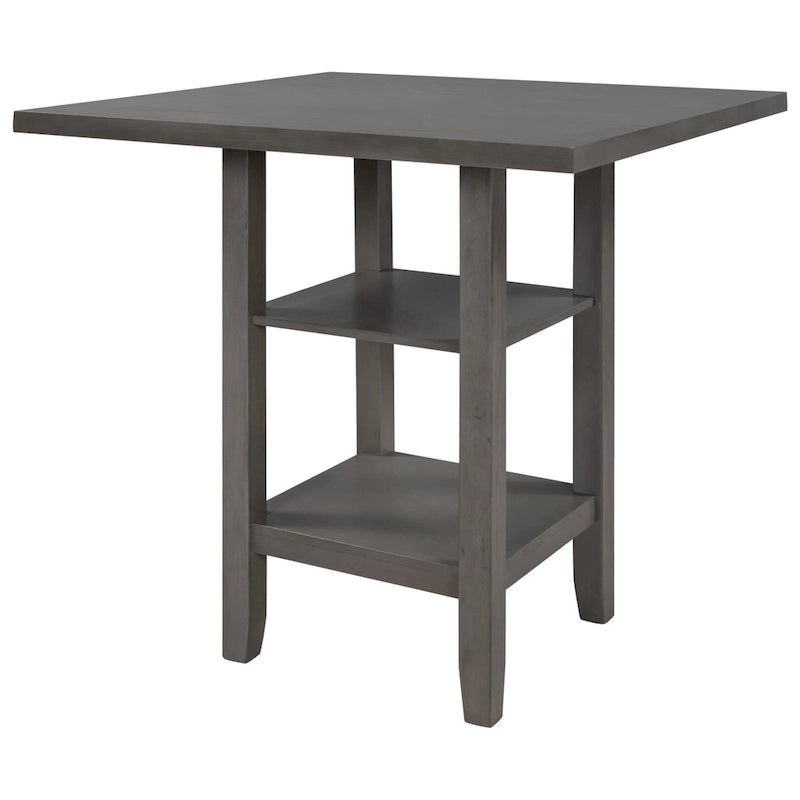 Ensemble table et chaises de salle à manger en bois, hauteur comptoir, 4 chaises et étagère, 5 pièces