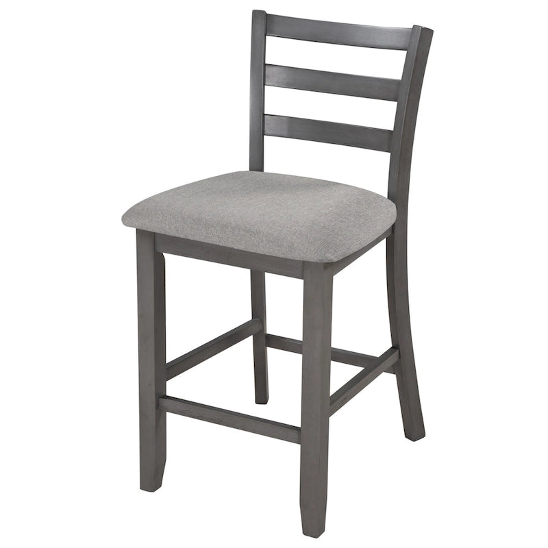 Ensemble table et chaises de salle à manger en bois, hauteur comptoir, 4 chaises et étagère, 5 pièces