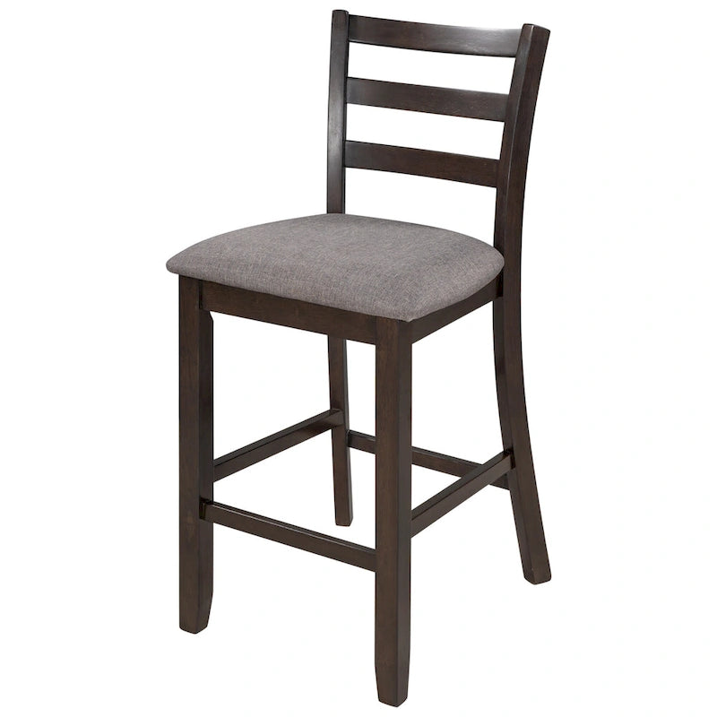 Ensemble table et chaises de salle à manger en bois, hauteur comptoir, 4 chaises et étagère, 5 pièces