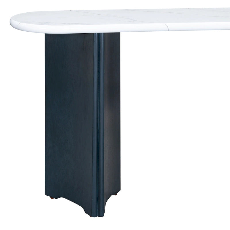 Console de 53,9 cm avec plateau en imitation marbre et piètement en bois