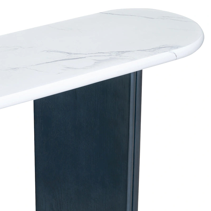 Console de 53,9 cm avec plateau en imitation marbre et piètement en bois