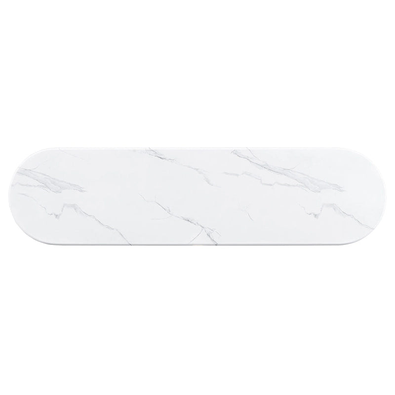 Console de 53,9 cm avec plateau en imitation marbre et piètement en bois