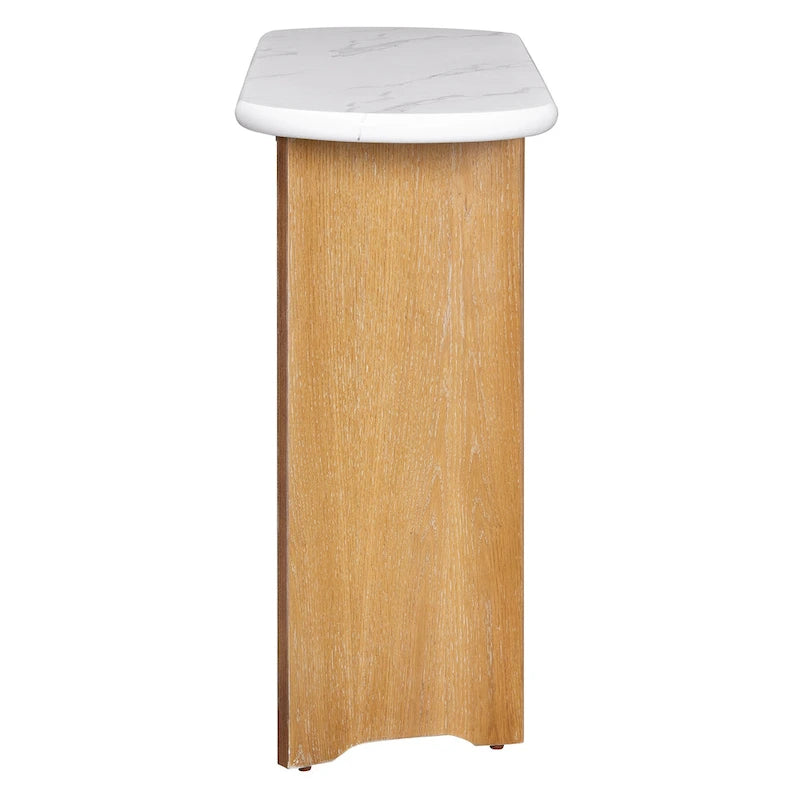 Console de 53,9 cm avec plateau en imitation marbre et piètement en bois