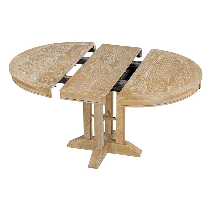 Ensemble de salle à manger en bois 5 pièces avec table ronde extensible et 4 chaises