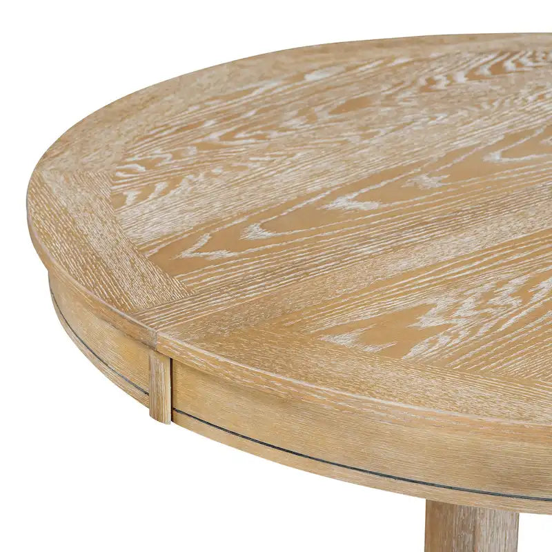 Ensemble de salle à manger en bois 5 pièces avec table ronde extensible et 4 chaises