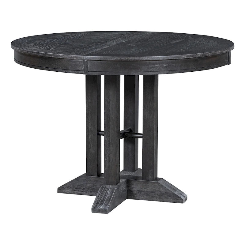 Ensemble de salle à manger en bois 5 pièces avec table ronde extensible et 4 chaises