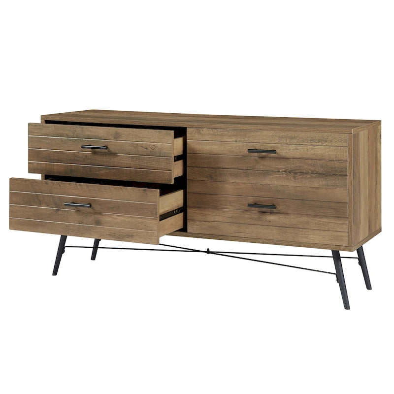 Commode horizontale à 4 tiroirs, meuble de chambre à coucher, grande tour de rangement pour chambre, dressing ou salon