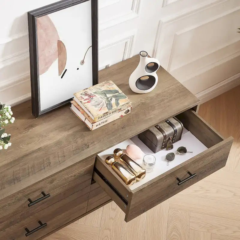 Commode horizontale à 4 tiroirs, meuble de chambre à coucher, grande tour de rangement pour chambre, dressing ou salon