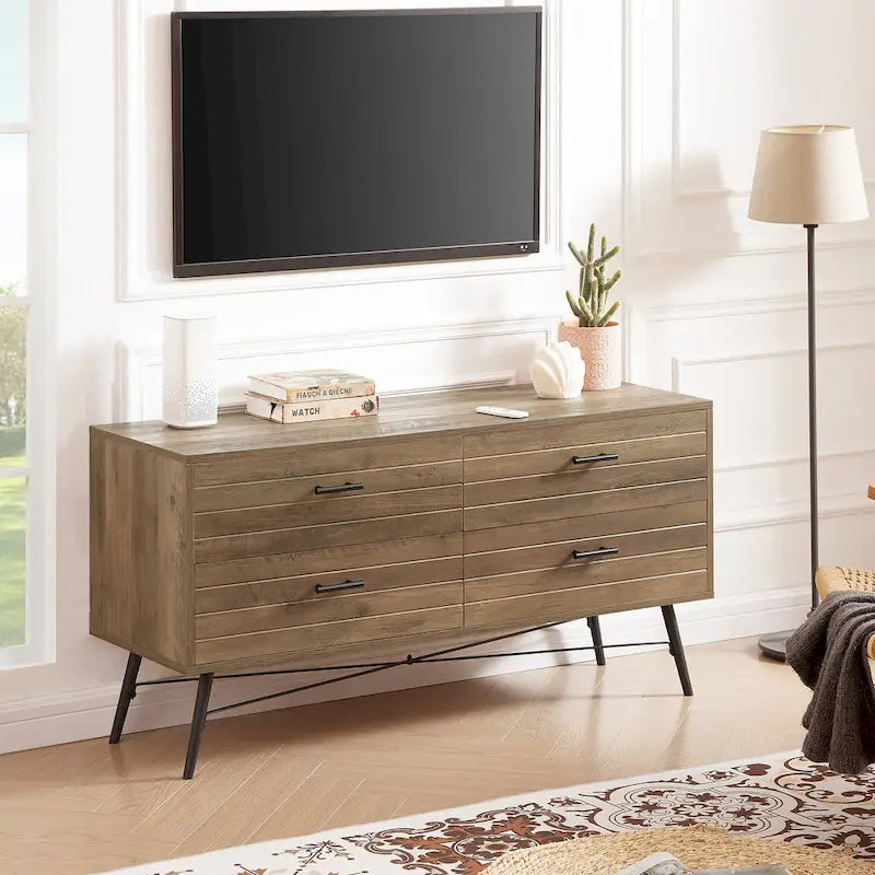 Commode horizontale à 4 tiroirs, meuble de chambre à coucher, grande tour de rangement pour chambre, dressing ou salon
