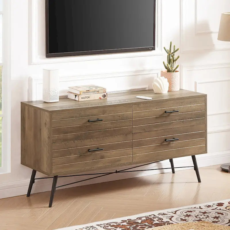 Commode horizontale à 4 tiroirs, meuble de chambre à coucher, grande tour de rangement pour chambre, dressing ou salon