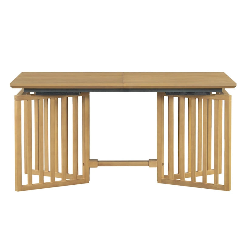 Ensemble de salle à manger extensible en bois de style campagnard, composé de 9 pièces, avec 2 rallonges amovibles et 8 chaises de salle à manger rembourrées.