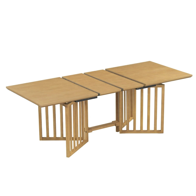 Ensemble de salle à manger extensible en bois de style campagnard, composé de 9 pièces, avec 2 rallonges amovibles et 8 chaises de salle à manger rembourrées.