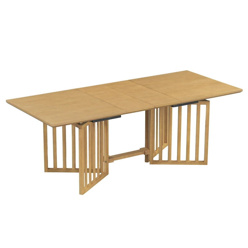 Ensemble de salle à manger extensible en bois de style campagnard, composé de 9 pièces, avec 2 rallonges amovibles et 8 chaises de salle à manger rembourrées.