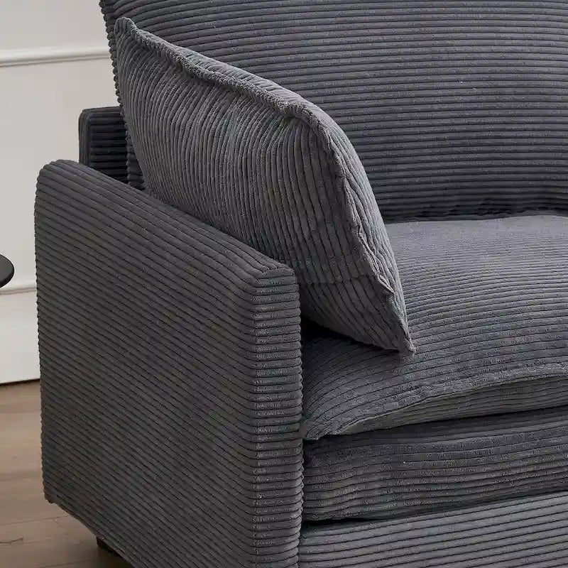 Canapé d'angle en velours en forme de U de 102 pouces avec pouf et coussins lombaires