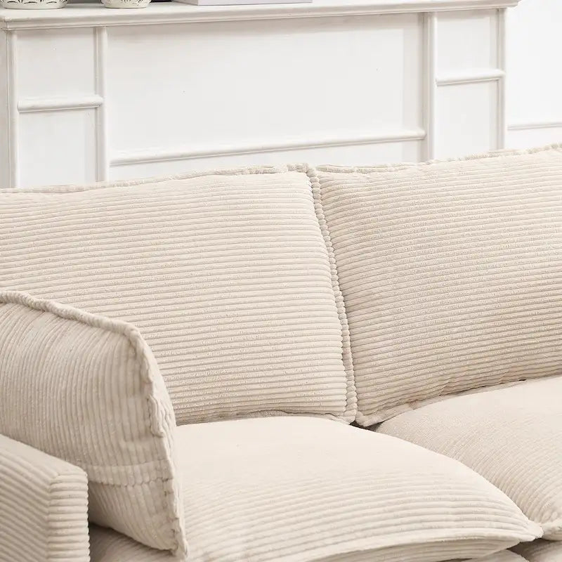 Canapé d'angle en velours en forme de U de 102 pouces avec pouf et coussins lombaires