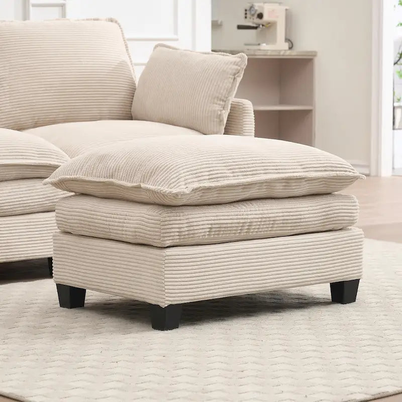 Canapé d'angle en velours en forme de U de 102 pouces avec pouf et coussins lombaires