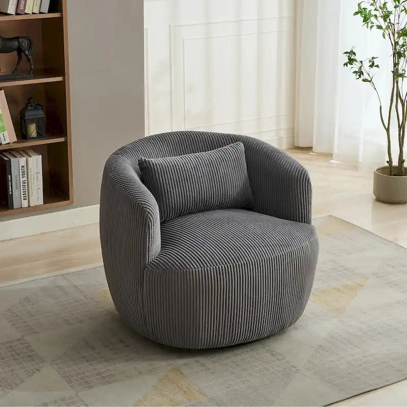 Fauteuil pivotant en velours côtelé