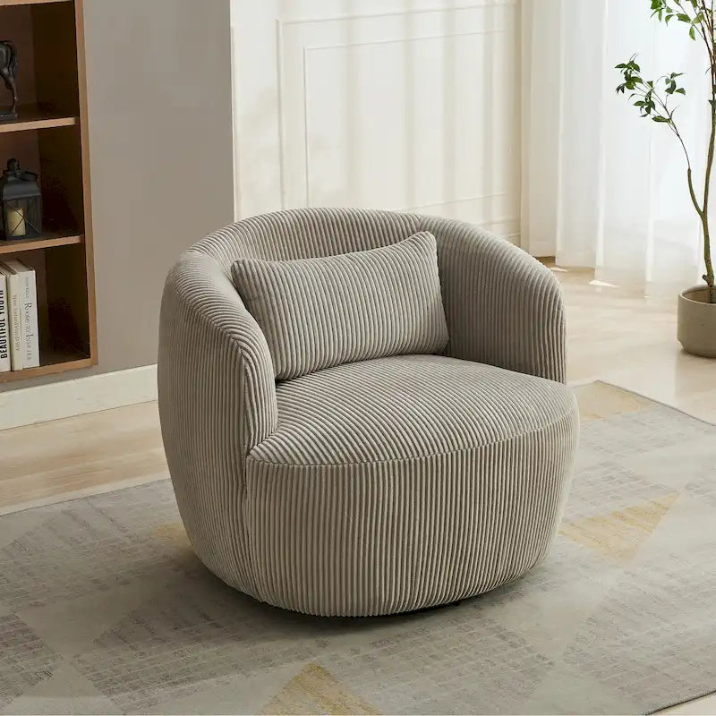 Fauteuil pivotant en velours côtelé