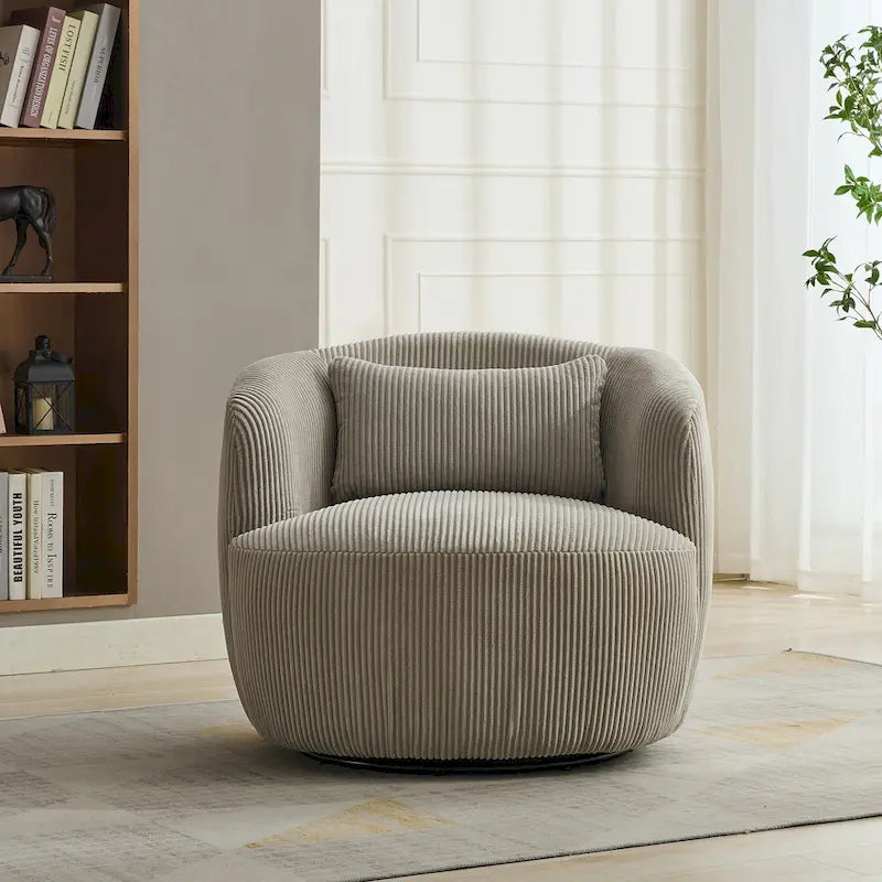 Fauteuil pivotant en velours côtelé