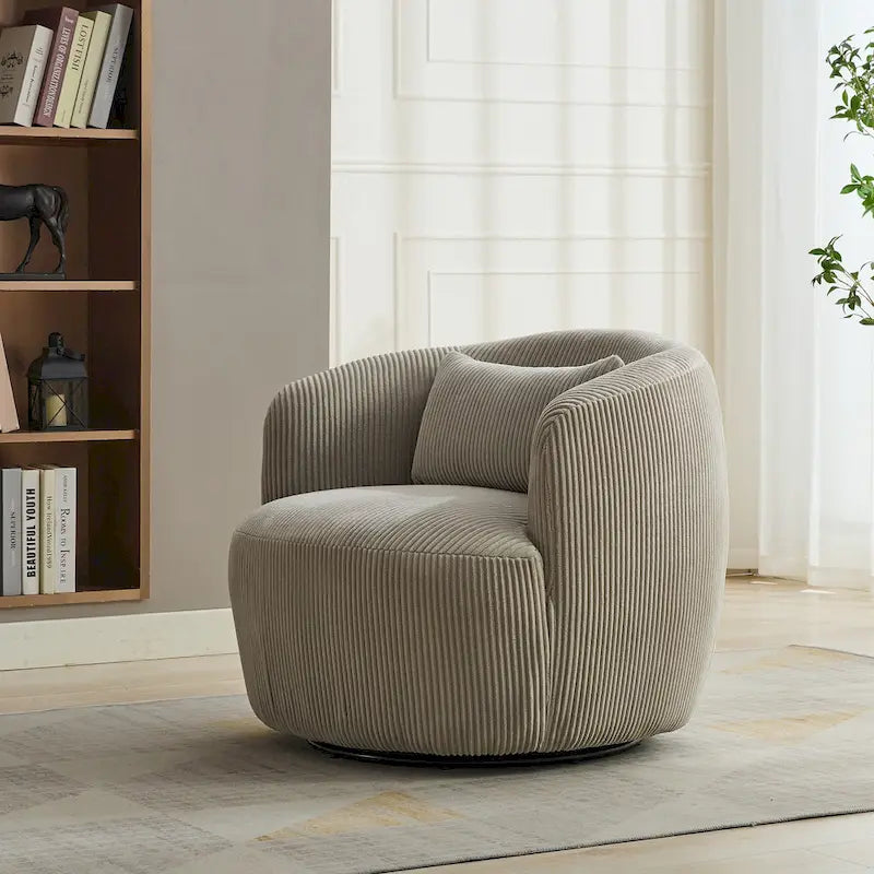 Fauteuil pivotant en velours côtelé
