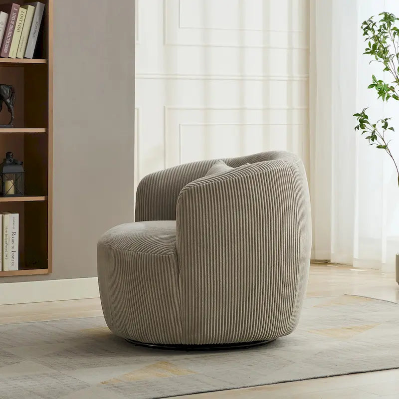 Fauteuil pivotant en velours côtelé