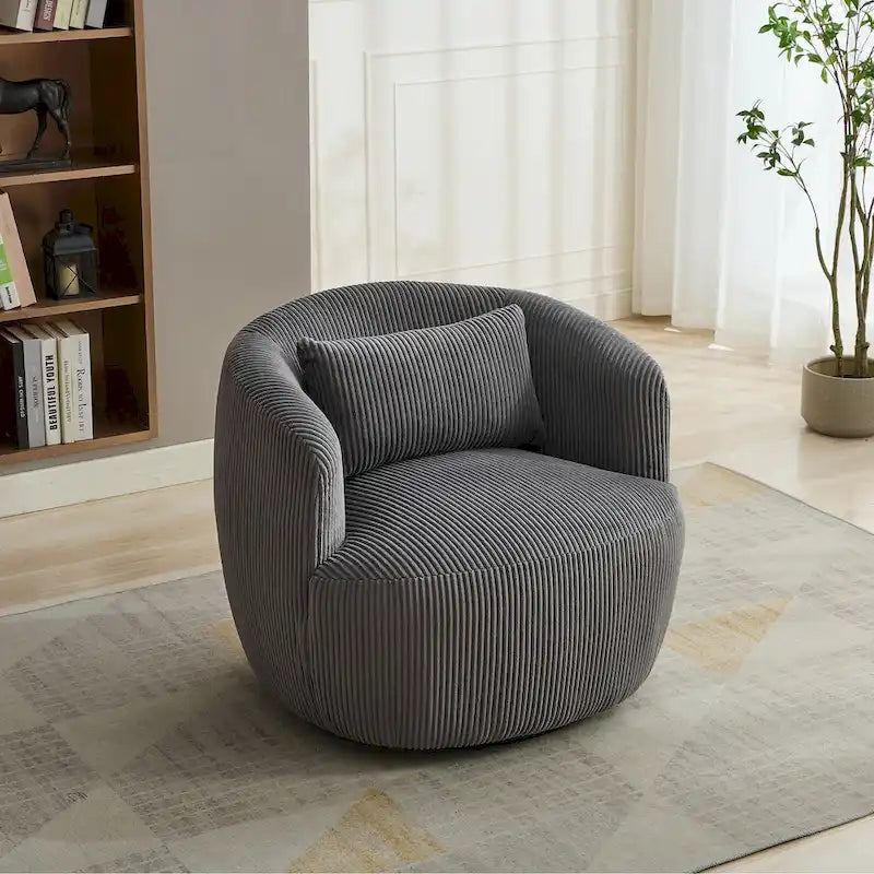 Fauteuil pivotant en velours côtelé