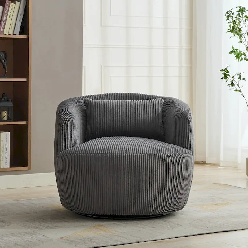 Fauteuil pivotant en velours côtelé