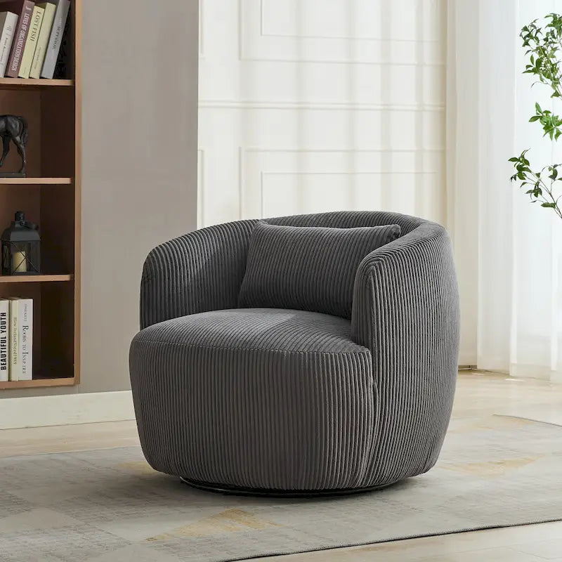 Fauteuil pivotant en velours côtelé