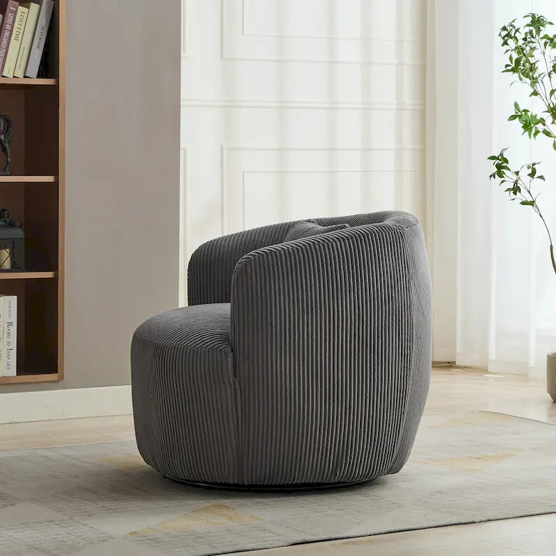Fauteuil pivotant en velours côtelé