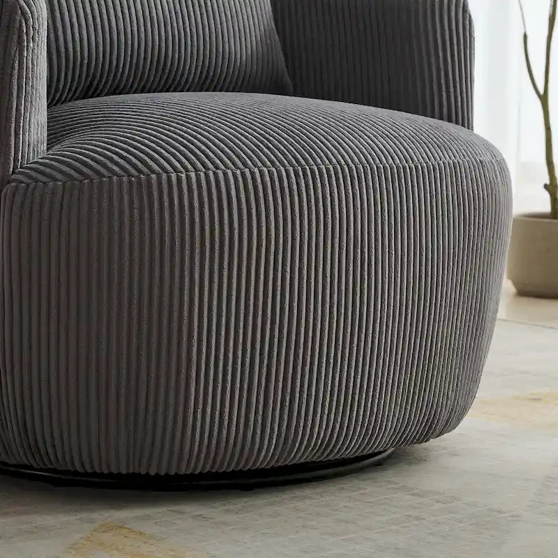 Fauteuil pivotant en velours côtelé